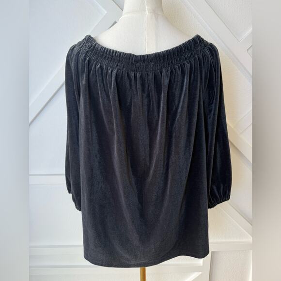 NWT J. Jill Wearever Collection Convertible Off-Shoulder Black Velvet Top Sz Med - Picture 5 of 10